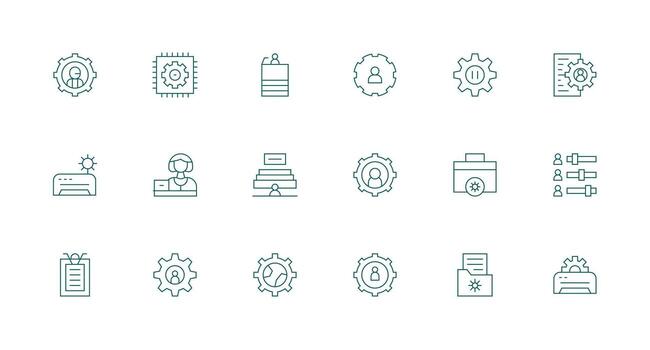 Admin Icon Set with 18 Minimal Line Graphics Icon Pack for UI vector