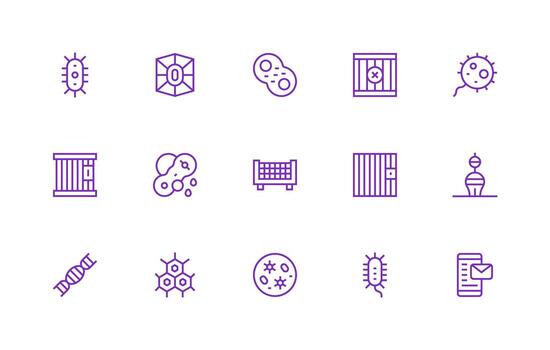 regular línea estilo célula íconos con 15 vectores moderno icono conjunto