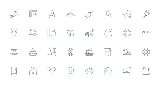 Thin Line Style Portion Icons with 32 Vectors Lightweight Icon Series for Fast Prototypes