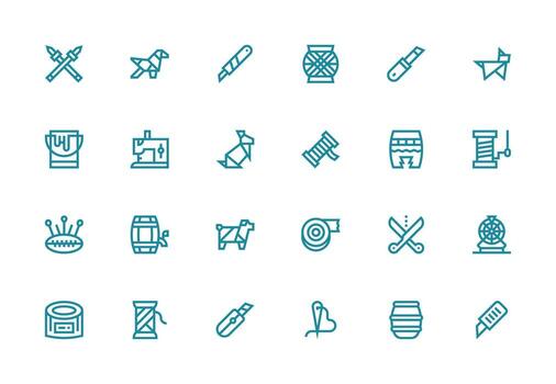 24 Icons for Craft in Thick Line Line Format Essential Icons for Rapid UI Building vector