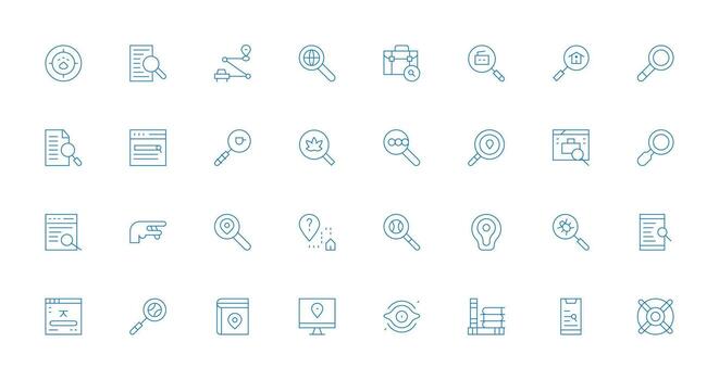 32 Icons for Locate in Thin Line Format Multi-Style Icons for Creative Projects vector