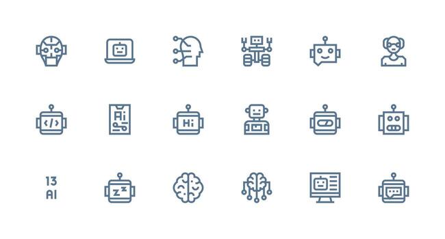 Artificial Intelligence Visual Pack containing 18 Strong Stroke Line Icons Interface Icons for Daily Use vector