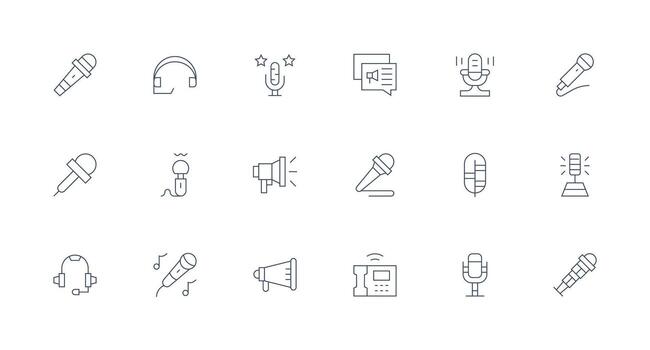 Voice featuring 18 Icons in Minimal Line Design Reusable Icon Set vector