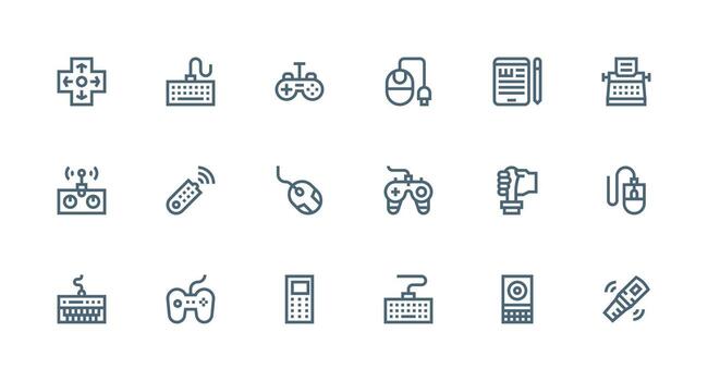 18 Strong Stroke Line Style Icons from Input Device Collection High-Quality Icon Pack vector
