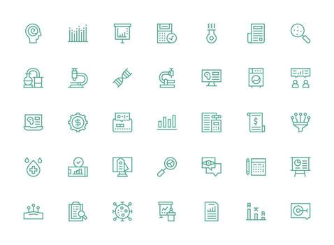 35 íconos para análisis en regular limpiar línea formato editable icono colección vector