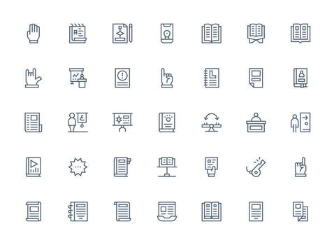instrucción presentando 35 íconos en regular limpiar línea diseño icono paquete para ui vector