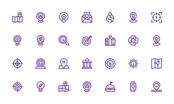 28 Bold Line Vectors for Pinpoint Theme Scalable Icons for Cross-Platform Interfaces