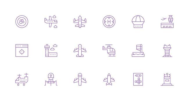 Landing featuring 18 Icons in Minimal Line Design Basic Icon Series vector
