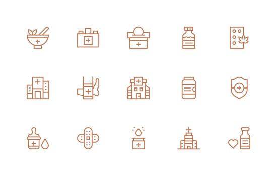 farmacia conjunto con 15 regular línea íconos mínimo icono conjunto para interfaz proyectos vector