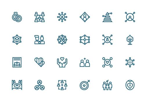 grueso línea línea íconos desde relación conjunto con 24 vectores interfaz icono colección para diario proyectos
