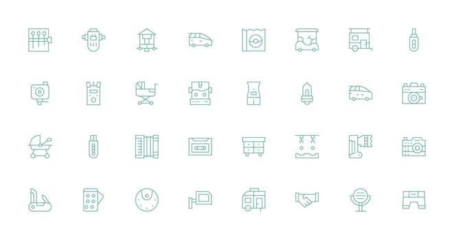 compacto incluso 32 Delgado línea ilustraciones rápido acceso íconos para ui desarrollo vector