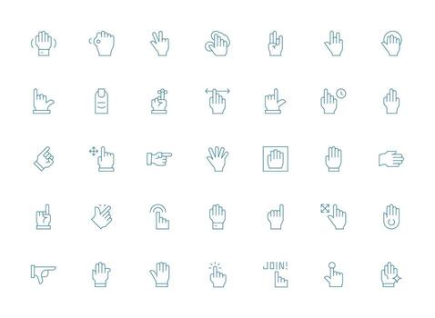 35 ligero línea íconos para cursor gráficos equilibrado icono conjunto para funcional diseño vector