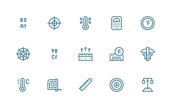 Metric Icon Collection with 15 Regular Line Designs Customizable Icon Series for Mobile Screens vector