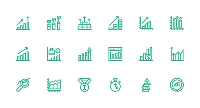 18 Icons for Increasing in Strong Stroke Line Format Scalable Icons for Cross-Platform Interfaces vector