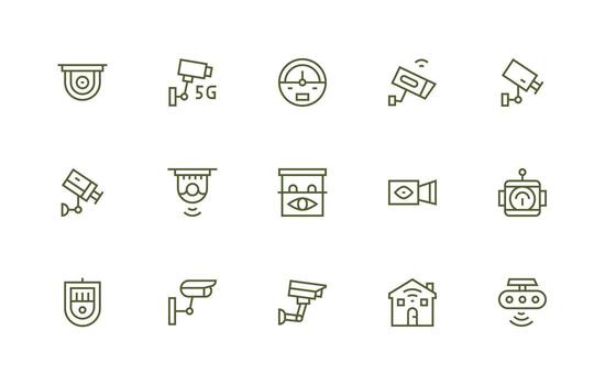 regular línea estilo supervisión sistema íconos con 15 vectores alta calidad icono paquete