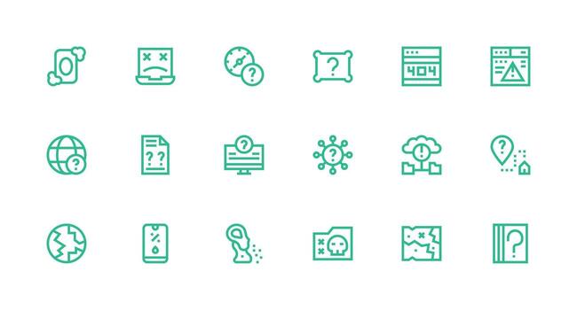 desaparecido diseño íconos presentando 18 en fuerte carrera línea estilo interfaz icono colección vector