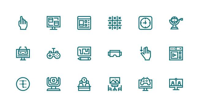 Strong Stroke Line Style Interactive Icons with 18 Vectors Interface Icons for Daily Use