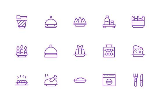 Tray Icon Set with 15 Regular Line Graphics Clear and Concise Icon Set Collection vector
