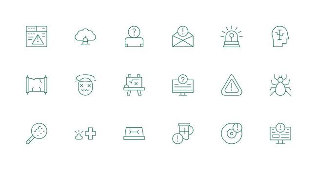 problema conjunto con 18 mínimo línea íconos sencillo íconos para interfaz y wireframes vector