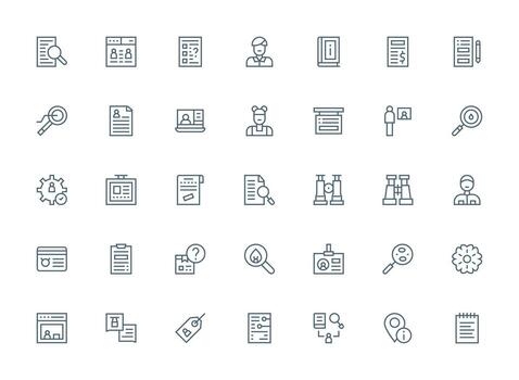 detalles diseño íconos presentando 35 en regular limpiar línea estilo mínimo icono conjunto para interfaz proyectos vector