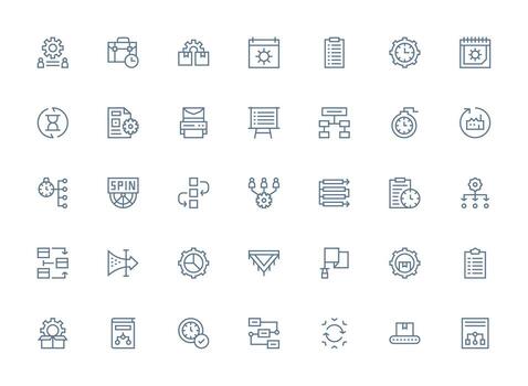 35 íconos para flujo de trabajo en regular limpiar línea formato glifo icono serie vector