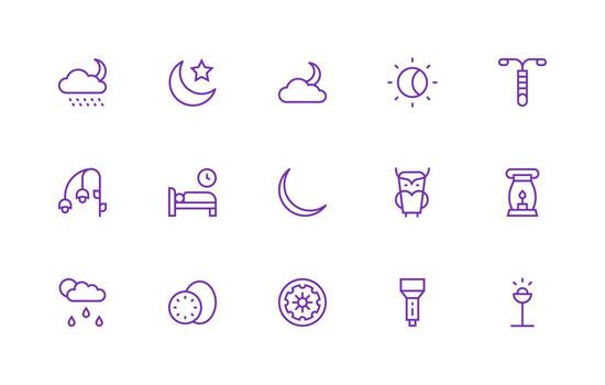 Dark Set with 15 Regular Line Icons All-Purpose Icon Design Pack vector