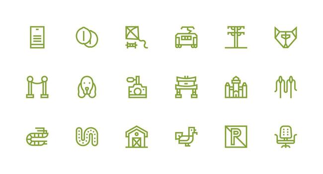 18 Icons for Line in Strong Stroke Line Format Flexible Icon System for Web Interfaces vector