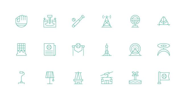 18 mínimo línea estilo íconos desde base colección agudo íconos para presentaciones vector