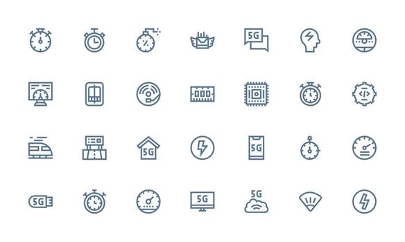 28 Icons for Speed in Bold Line Format Icon Set vector