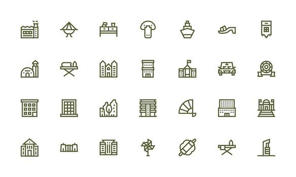 28 íconos para plano en negrita línea formato interfaz icono colección para diario proyectos vector