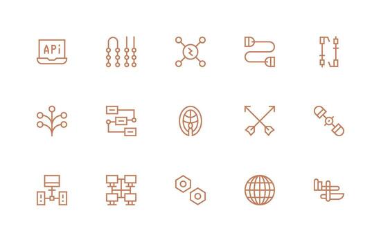 Regular Line Style Connection Point Icons with 15 Vectors Dashboard Icon Series