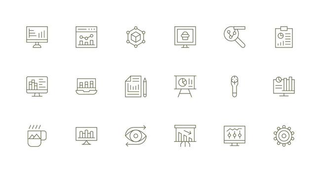 18 Icons for Visualization in Minimal Line Format Essential Icons for Rapid UI Building vector