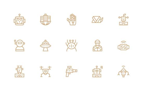 Regular Line Icons from Futuristic Set with 15 Vectors Customizable Icon Series for Mobile Screens