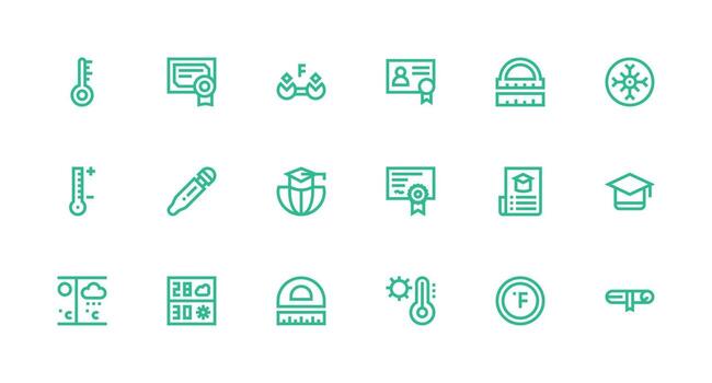 18 íconos para la licenciatura en fuerte carrera línea formato reutilizable icono conjunto vector