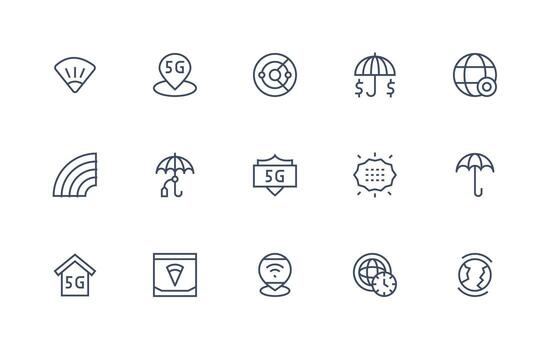 Coverage Visual Pack containing 15 Regular Line Icons UI and UX Focused Icon Collection vector
