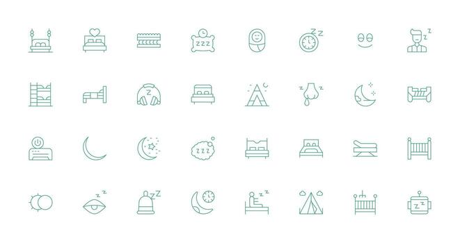 32 Thin Line Icons for Sleep Graphics High-Resolution Icons for Any Platform vector