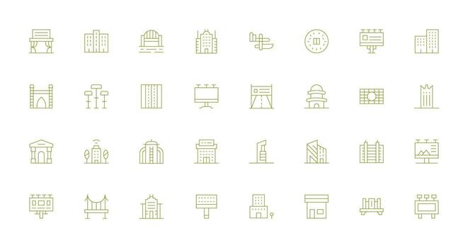 32 Thin Line Icons for Urban Design Graphics Essential Icons for Rapid UI Building vector