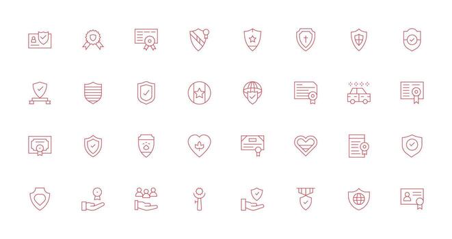 Thin Line Style Trust Icons with 32 Vectors Clear and Concise Icon Set Collection