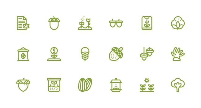 Seed Design Icons featuring 18 in Strong Stroke Line Style Icon Set for Apps vector