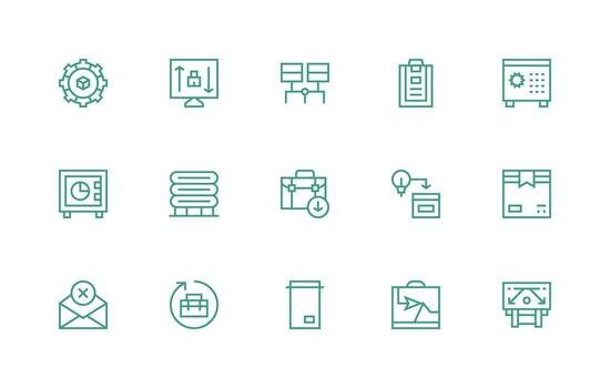 regular línea estilo archivo íconos con 15 vectores icono conjunto para proyectos