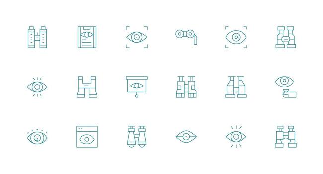 18 Minimal Line Icons for Observe Graphics Responsive Icon Set for Flexible Layouts vector