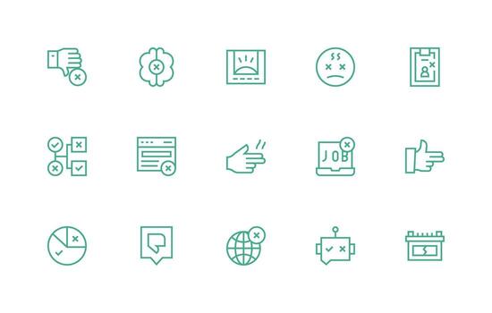 15 regular línea íconos para fallar gráficos diseño Listo icono conjunto para equipos vector