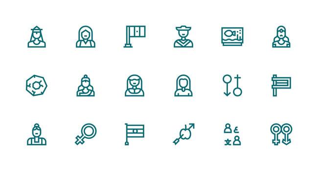 Strong Stroke Line Style Representation Icons with 18 Vectors Minimal Icon Set for Interface Projects