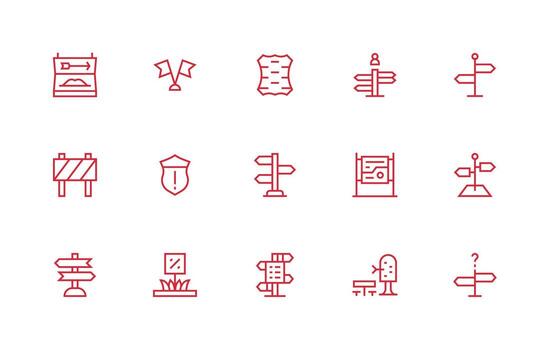 15 regular línea diseños para señalizar íconos ui y ux enfocado icono colección vector