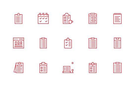 Regular Line Style Tasks Icons with 15 Vectors Multi-Style Icon Collection