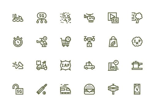 24 Icons for Fast in Thick Line Line Format Balanced Icon Set for Functional Design vector