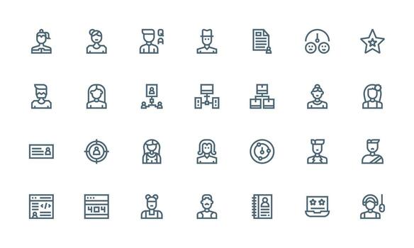 Client Icon Set with 28 Bold Line Graphics Detailed Icon Collection for Design Systems vector