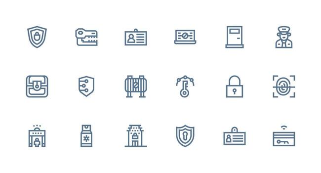 acceso controlar icono colección con 18 fuerte carrera línea diseños completar icono conjunto para móvil aplicaciones vector