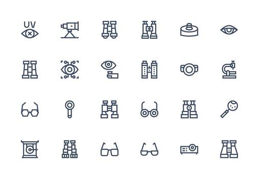 Thick Line Line Style Optical Icons with 24 Vectors Icons Built for Visual Consistency Pack
