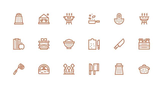 18 Icons for Vegetables in Strong Stroke Line Format Clean Icon Collection for Web Use vector